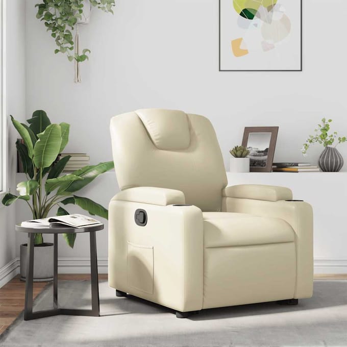 vidaXL - Fauteuil - verstelbaar - kunstleer - crèmekleurig