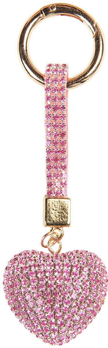 Clayre & Eef Sleutelhanger Hart 4x3x13 cm Roze Kunststof