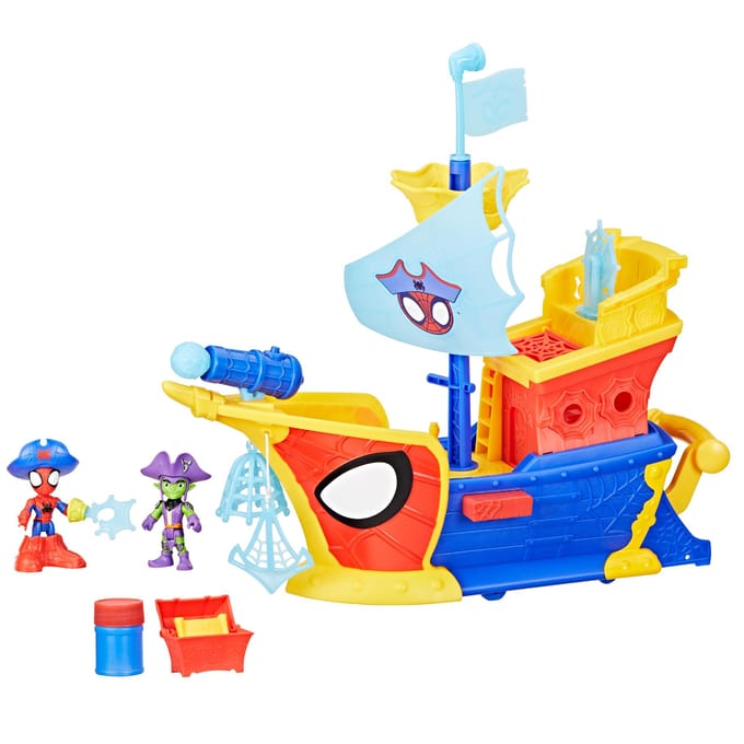Hasbro Spider-Man piratenschip speelset met actiefiguren en bellen.