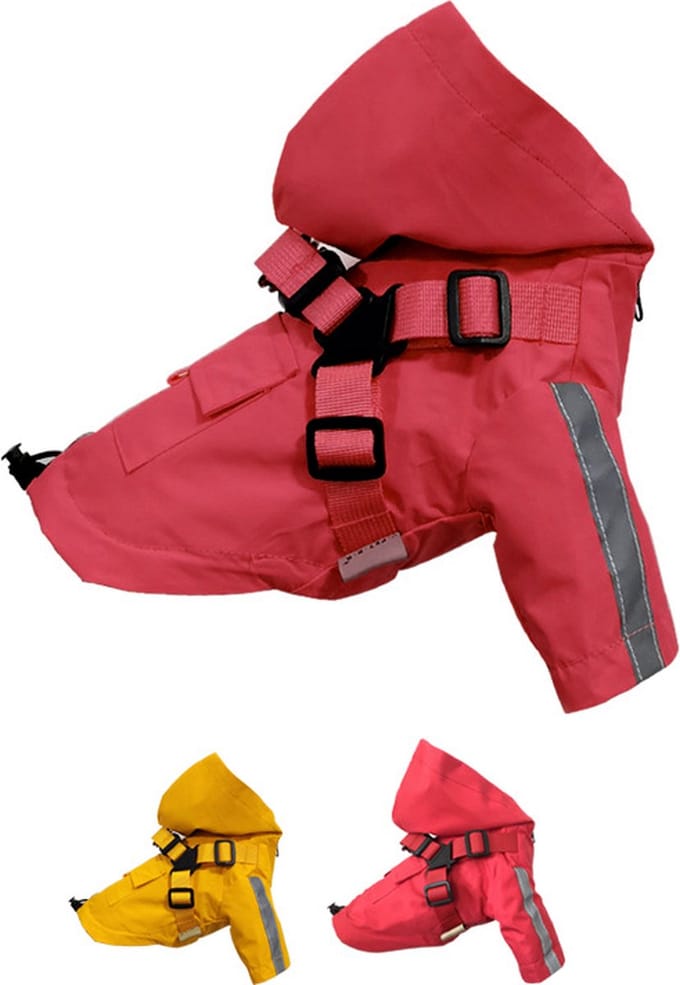 Geweo Regenjas Hond - Met Aanlijnring- Kleine Hond - S - Rood