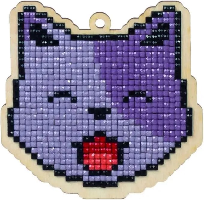 WIZARDI CHARM - LUCKY CAT - diamond painting op hout