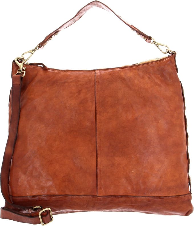 CAMPOMAGGI Leren Schoudertas Shopper Shoulder Bag Cognac Terracotta