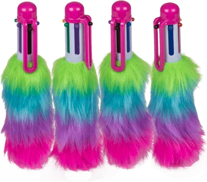 Pen regenboog pluche 6 kleurvullingen