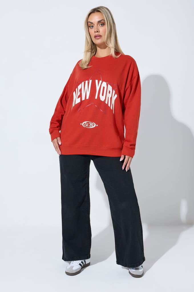 Limited Collection Red 'New York' Slogan Sweatshirt Size 46