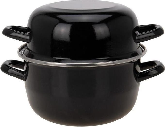 Mosselpan 20cm emaille zwart