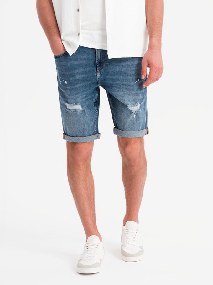 OMBRE Korte Broek - Katoen - Knopen - Effen Indigo M