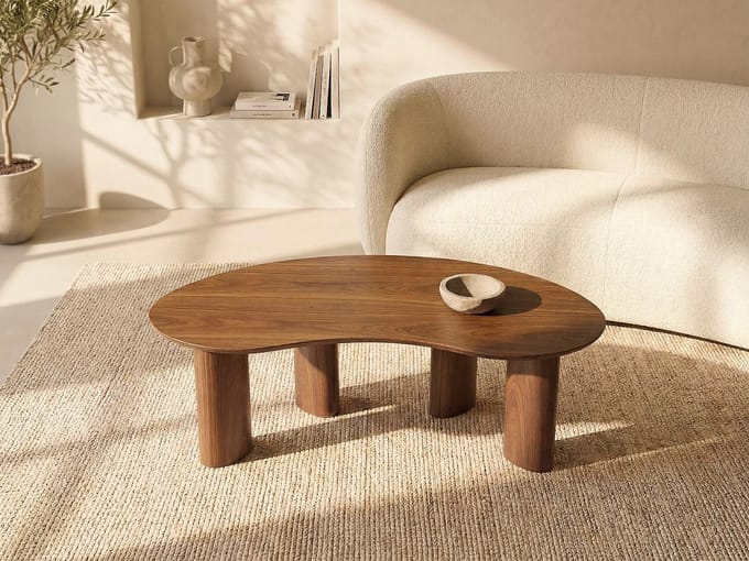 Vente-unique Bijzettafel met walnootfineer - Donker naturel - CALYNOR