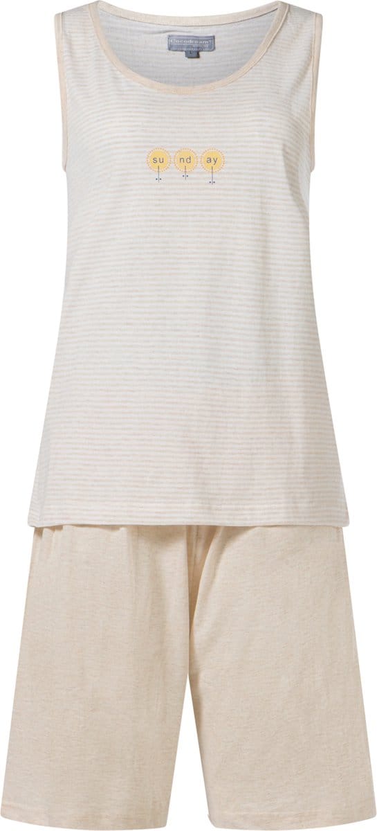 Cocodream - dames shortama 617482 - mouwloos - zandkleur - maat L
