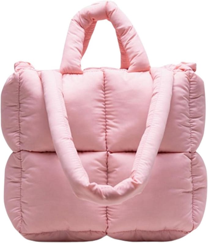 Grote Puffy Schoudertas met Rits en Vakken voor Dames