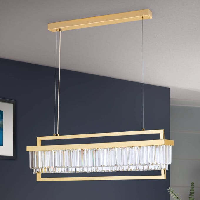 ORION LED hanglamp Prism, langwerpig, goud