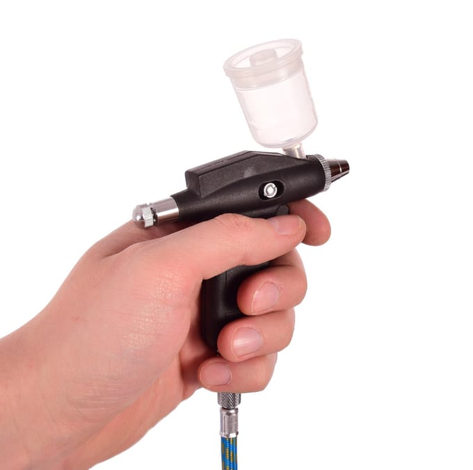 Aerograaf met 0,3/0,5mm sproeiers, 1,8m slang & compressoradapter