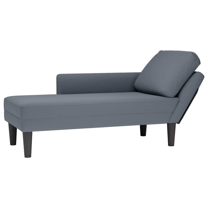 vidaXL - Chaise - longue - met - kussen&rechterarmleuning - fluweel - donkergrijs
