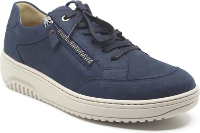 Hartjes, 162.1703/20 65.00, Blauwe brede dames sneakers met rits
