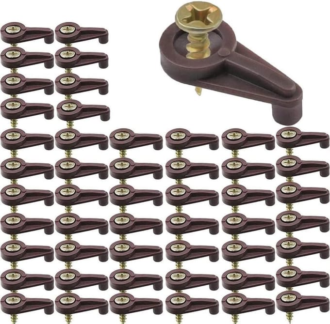 Glazen Paneel Clips - Glasclips Kastdeur - Glazen Bevestigen - Inclusief Schroeven - 4 mm dikte - Bruin