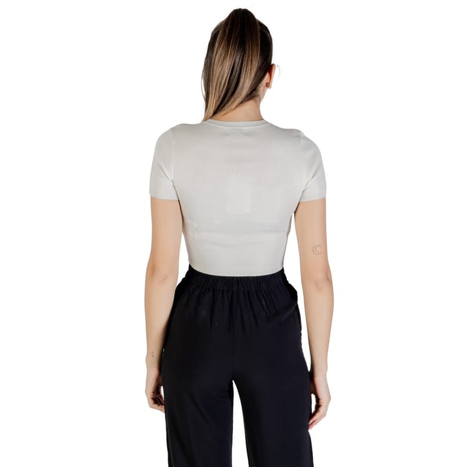 Ribbed Knit Cropped Top Wo - White Shirts