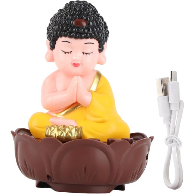 Zingende Boeddha Beeldje USB Opladen Bureau Boeddha Decoratief Beeld met Geluid voor Bureau Auto beige