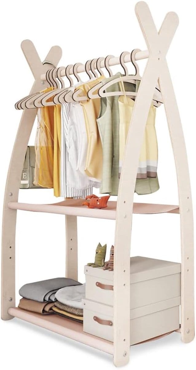 Famanu - Kinderkledingrek hout 95x106x32 cm eco