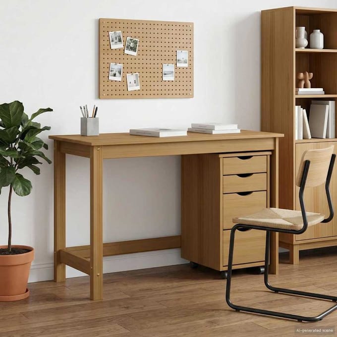 vidaXL - Bureau - en - rolkast - set - MOSS - 2 - st - HoningBruin