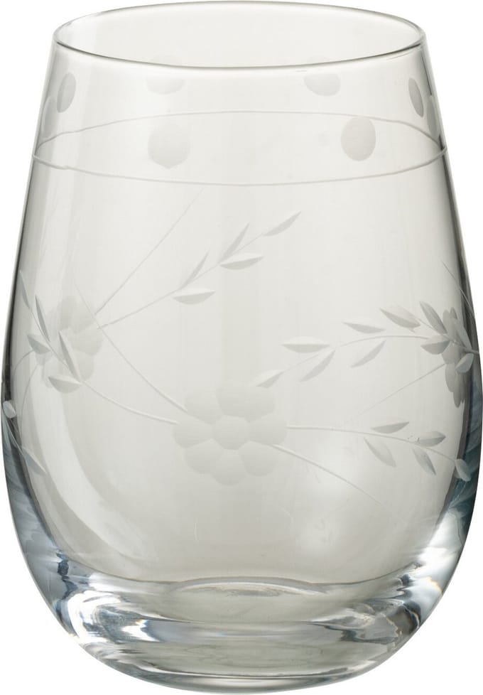 J-Line glas Gegraveerd - glas - transparant - 4 stuks
