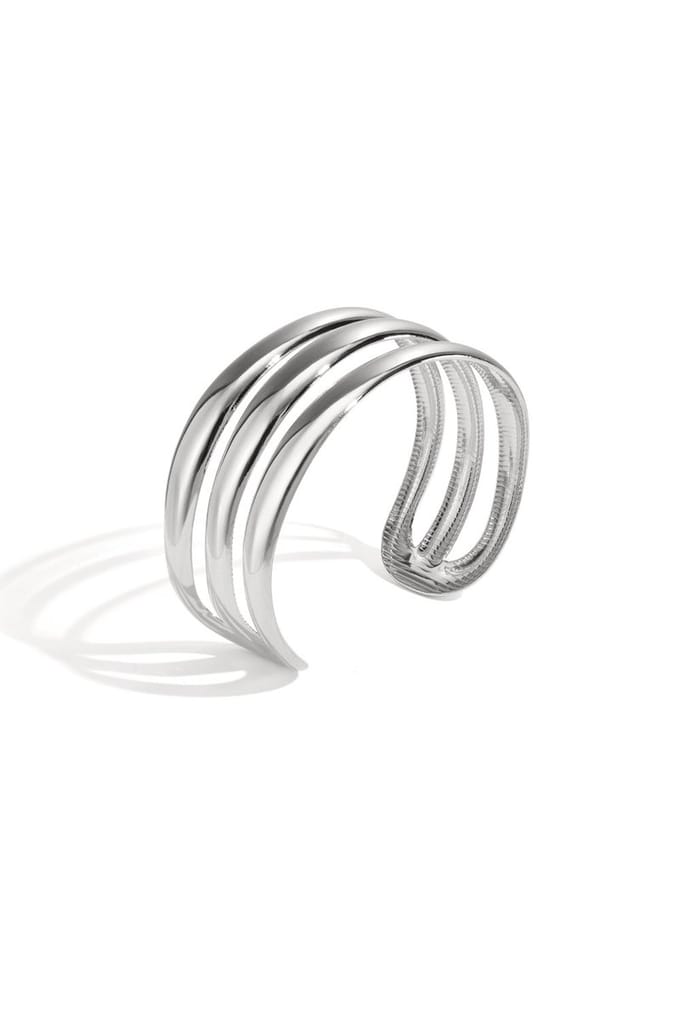 Bijoutheek Armband (Sieraad) Cuff 3 Rijen Zilver