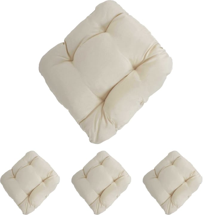 Set van 4 zitkussens Dublin, stoelkussens 41x38x8cm ~ crème