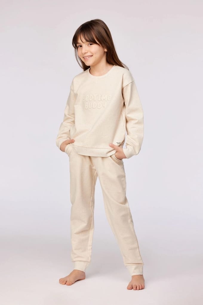 Woody pyjama unisex - beige - 'bedtime buddy' - 252-10-BPC-K/228 - maat 98