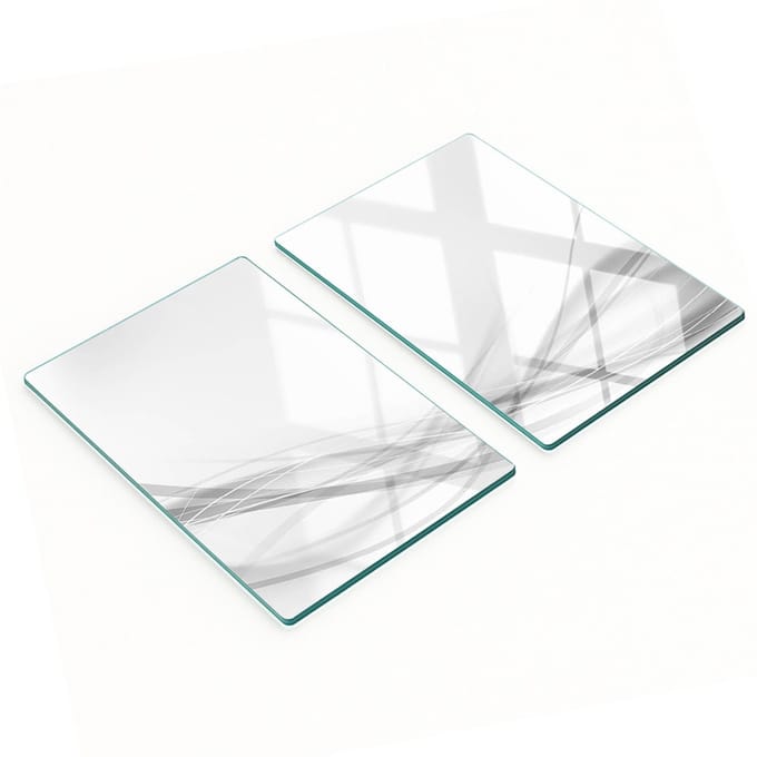 Decoratieve snijplanken van gehard glas met abstract golfmotief, 2x40x52 cm