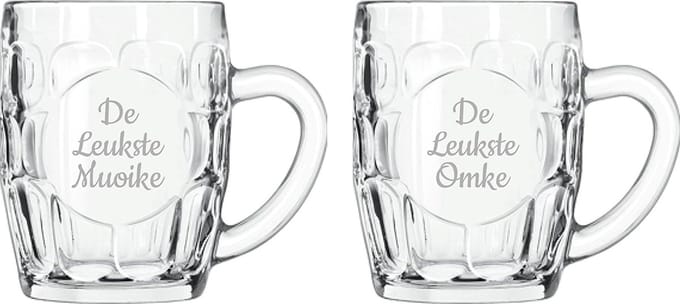 Gegraveerde Bierpul 55cl De Leukste Muoike-De Leukste Omke