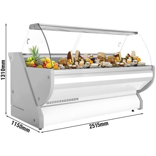 GGM Gastro Kühl-/ Fleischtheke - 2500mm - Weiß - mit Fleischlicht & beleuchteter Frontblende Grijs