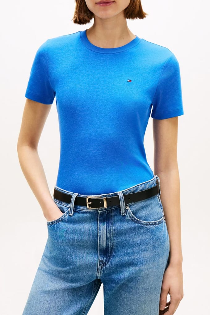 Tommy Hilfiger Slim Cody C-neck Ss Blue Orbit Größe: L | Hemden Outlet | Damen | Blau