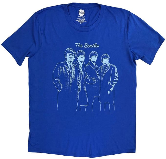 The Beatles - Band Outline Heren Tshirt - S - Blauw