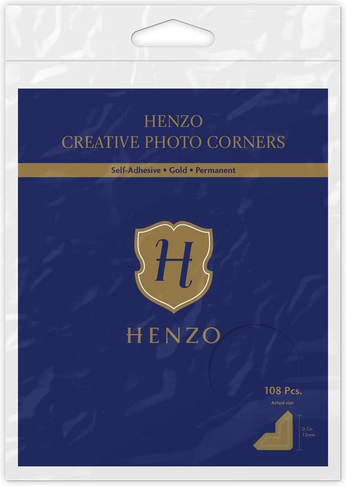 Fotoplakkers - Henzo - Creative Fotohoekjes - 108 stuks 12 mm - Zelfklevend permanent - Goud