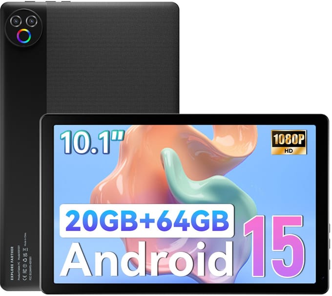 10.1 inch Tablets - Android 16 Tablet - 24(3+21)GB RAM/64GB ROM– 6000mAh - Wifi 6 - Zwart