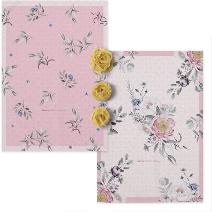 Set van 2 theedoeken Delicate Bouquet | Happy Friday