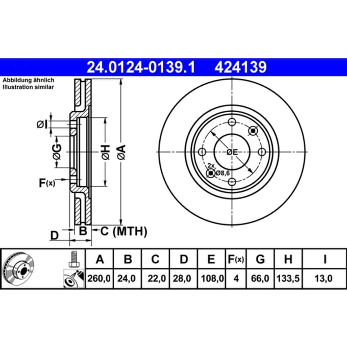 Remschijf ATE 24.0124-0139.1