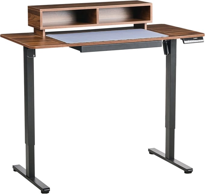 LUCAMA - Verstelbaar bureau elektrisch - Bruin/Zwart - Staal