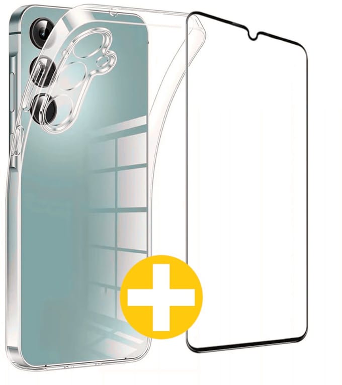 Hoesje en Screenprotector Combi Geschikt Voor Samsung A16 - Transparant Hoesje + Premium Screenprotector