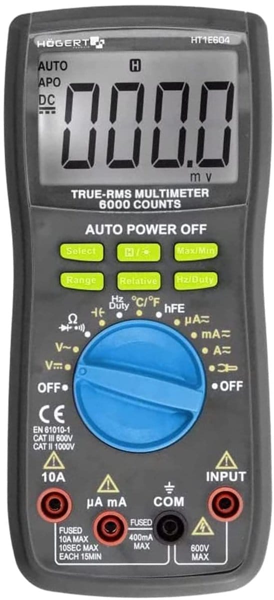 Multifunctionele Digitale Multimeter tot 600V/10A met Auto-Range en LCD