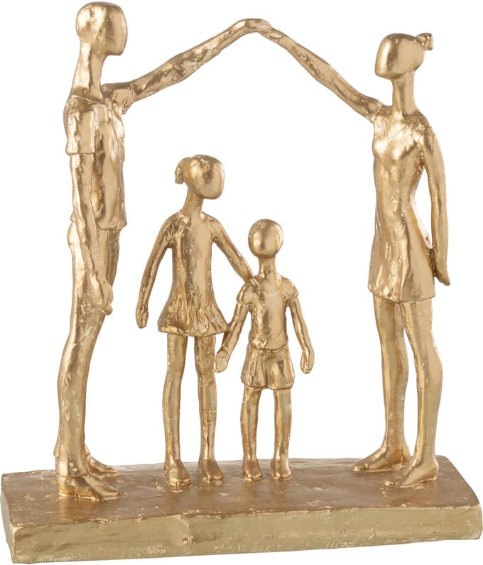 J-Line decoratie Familie spelend - polyresin - goud