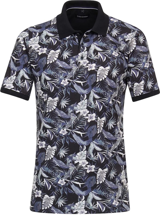 Casa Moda Poloshirt Met Bloemmotief 944256500-105 Blauw - M