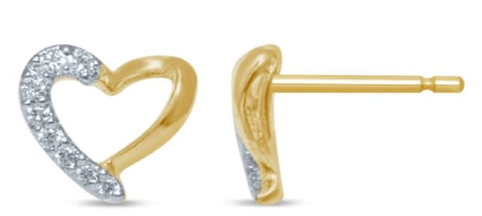 Schitterende 14K Gouden Hartjes Oorbellen met Diamanten