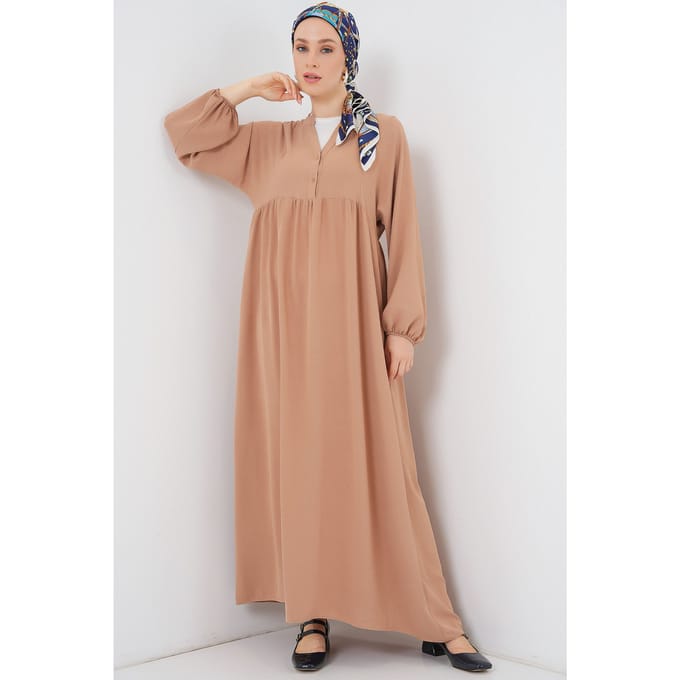 V-hals Knop Maxi Jurk