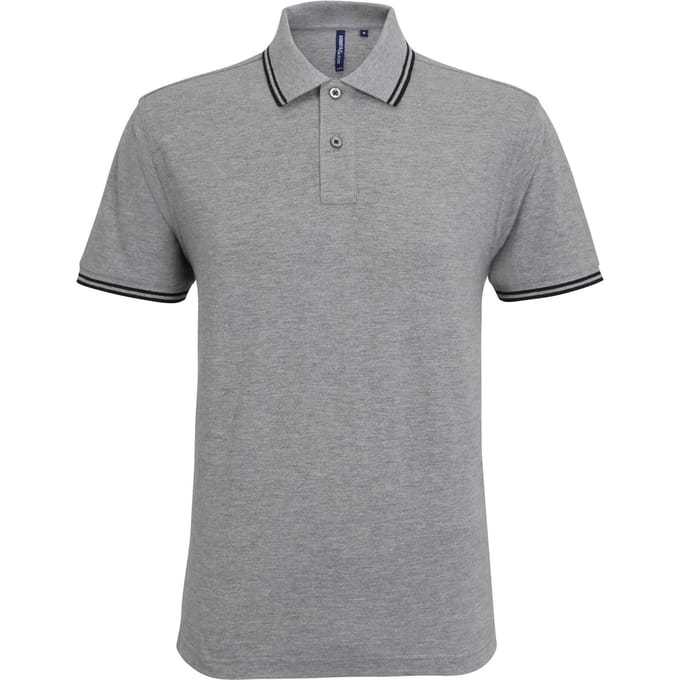 Asquith & Fox Heren Klassiek Fit getipt Poloshirt (Heide Grijs/Zwart)