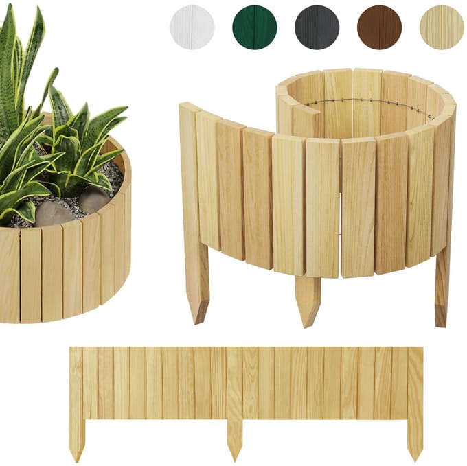 be4nature Rolborder steekhek 100 x 10 cm Lichtbruin van geïmpregneerd grenen – Compacte tuinafscheiding voor bloembedden
