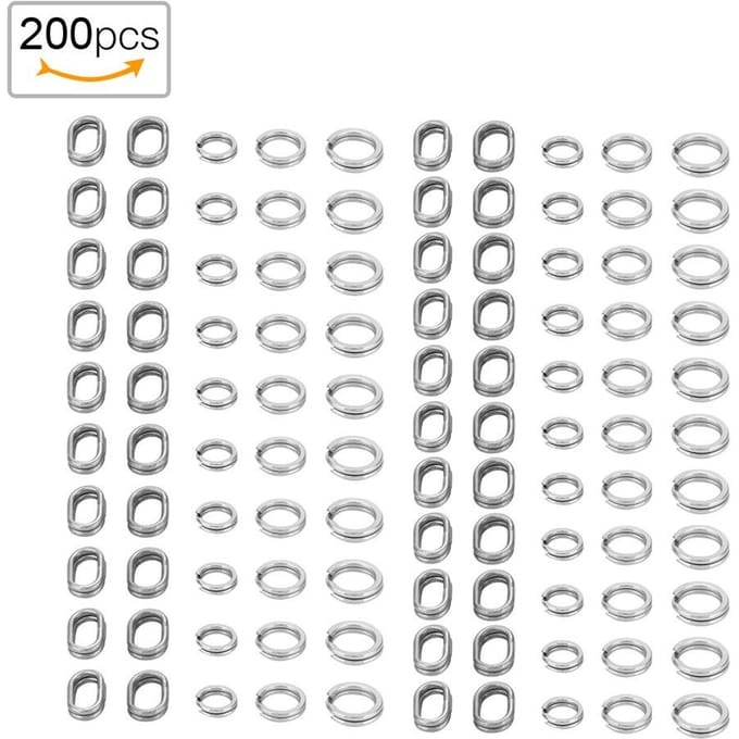 200 stuks Roestvrij Staal Dubbele Splitring Connector Vistuig Accessoires white