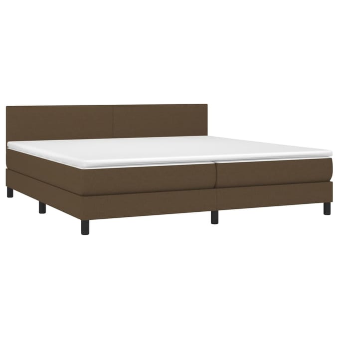 vidaXL - Boxspring - met - matras - en - LED - stof - donkerbruin - 200x200 - cm