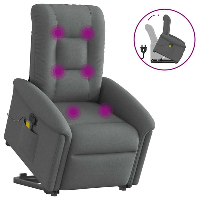 vidaXL - Sta-op-massagestoel - verstelbaar - stof - donkergrijs