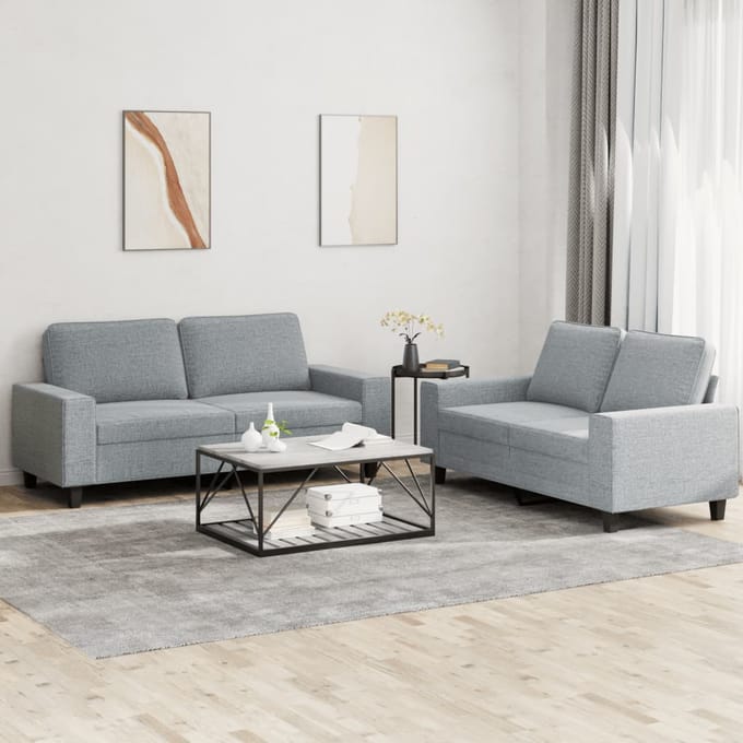 vidaXL - 2-delige - Loungeset - stof - lichtgrijs