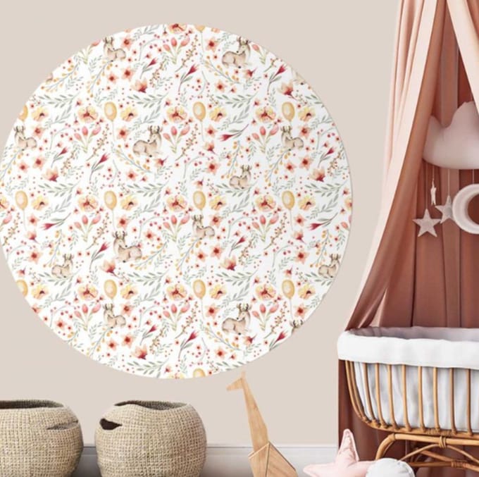 Behangcirkel 80cm Studio Wallz - Hertje in engelse tuin small