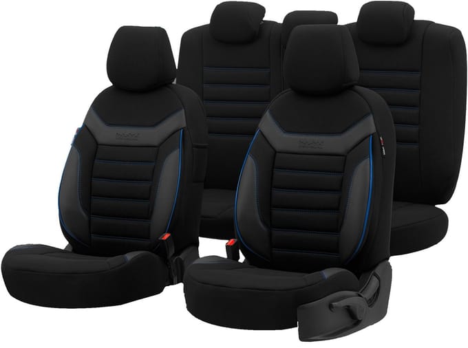 Stoelhoezenset Individual zwart-blauw (complete set)